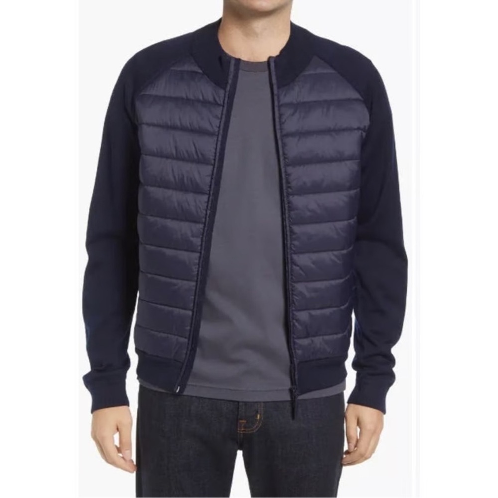 NWT Robert Barakett Lantana Mix Media Quilted Wool Blend Jacket in Navy sz XL
